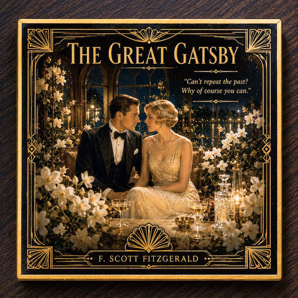Great Gatsby Art Deco literary coasters