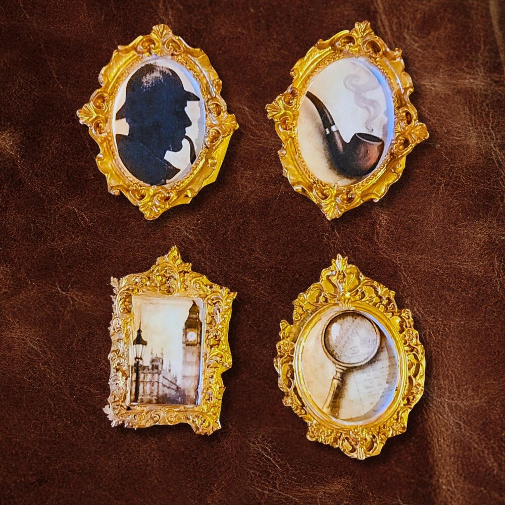 Sherlock Holmes vintage gold frame magnets